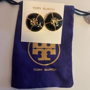 Tory Burch Black and Gold Stud Earrings